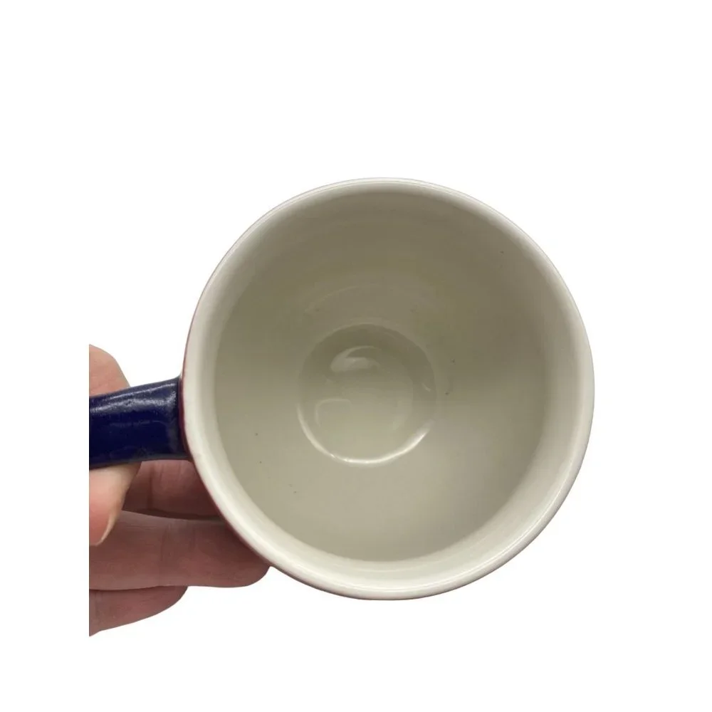 Anthropologie boho feather‎ owl coffee mug cup 10oz ceramic potbelly